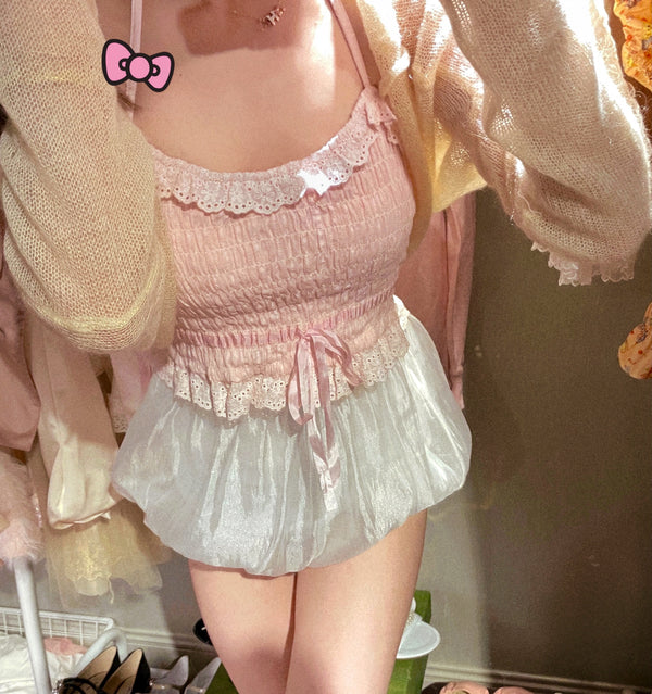 Blusa Halter de Encaje Blanca Ajustada para Verano y Otoño