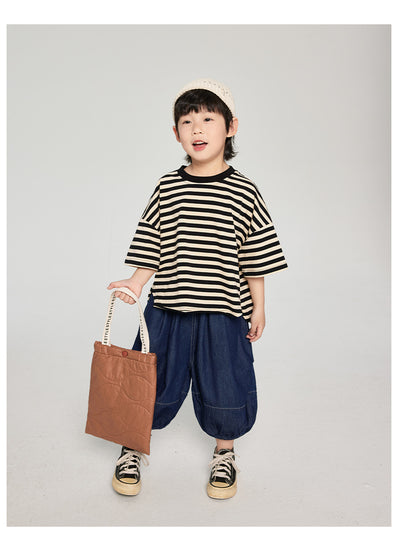 Playera Infantil de Rayas Coreana Suelta para Verano - Image 10