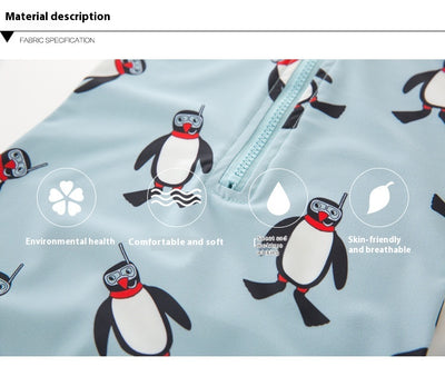 Traje de Baño Infantil Protección Solar Manga Larga con Gorro Pingüino - Image 6