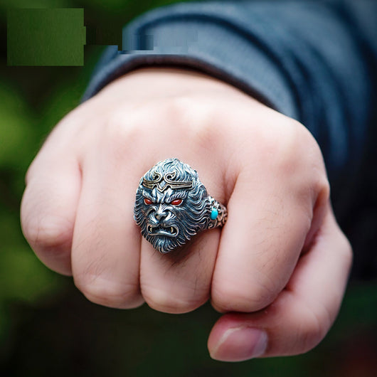 Anillo del Rey Mono Plata Vintage - Joya Artesanal Unisex - Image 8