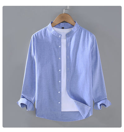 Camisa Manga Larga Cuello Alzado Hombre Primavera Otoño - Image 14