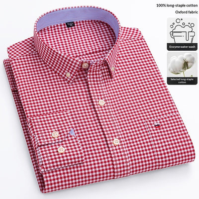 Camisa Cuadriculada Casual de Manga Larga para Hombre Talla Grande - Image 15