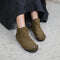 Botas de Cuero Genuino con Punta Redonda y Elástico Lateral