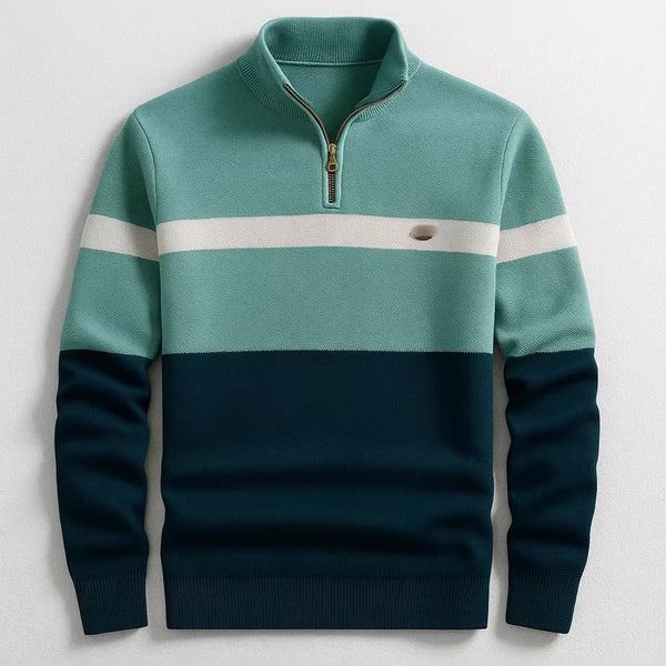 Suéter Pullover Ejecutivo con Cuello Alto y Cierre de Media Cremallera