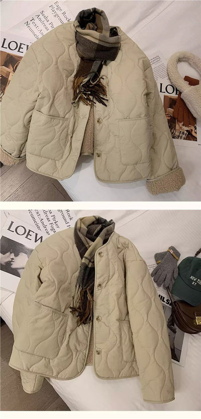 Chaqueta Acolchada de Lana Cordero para Mujer - Abrigo de Invierno - Image 11