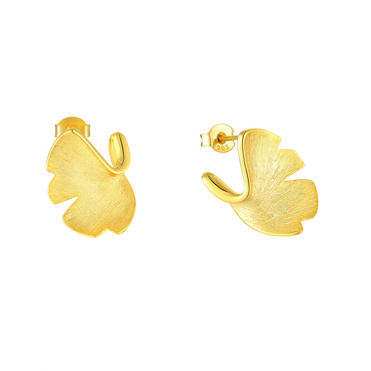 Aretes de Plata 925 Chapados en Oro 14k - Diseño Ginkgo Biloba Estilo Nacional - Image 6