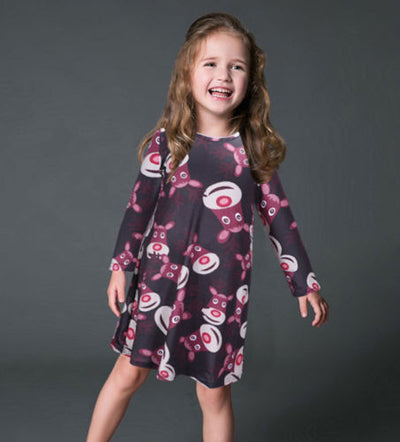 Vestido Infantil Navideño con Estampado de Papá Noel Manga Larga - Image 2