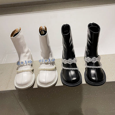 Botas Cortas Infantiles con Cristales y Flores - Estilo Elegante para Niñas - Image 10
