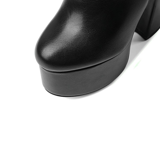 Botas Tobilleras de Tacón Grueso para Mujer Talla Grande - Image 7