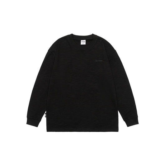 Camiseta de Algodón Pima con Bordado Minimalista - Manga Larga Cuello Redondo - Image 6