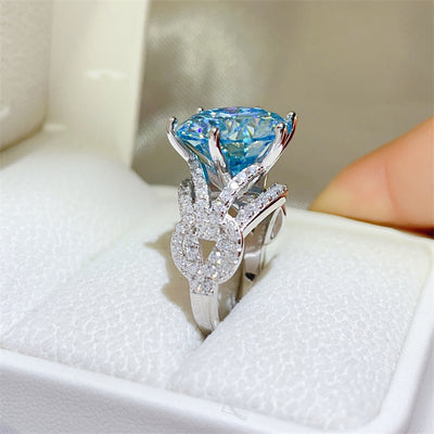 Anillo de Lujo con Moissanita Azul de 10 Quilates - Diamante Completo para Mujer - Image 3