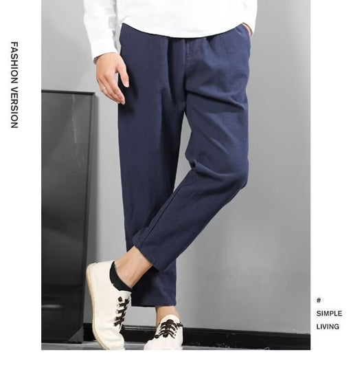 Pantalones Casuales de Lino y Algodón para Hombre - Ajuste Versátil - Image 27