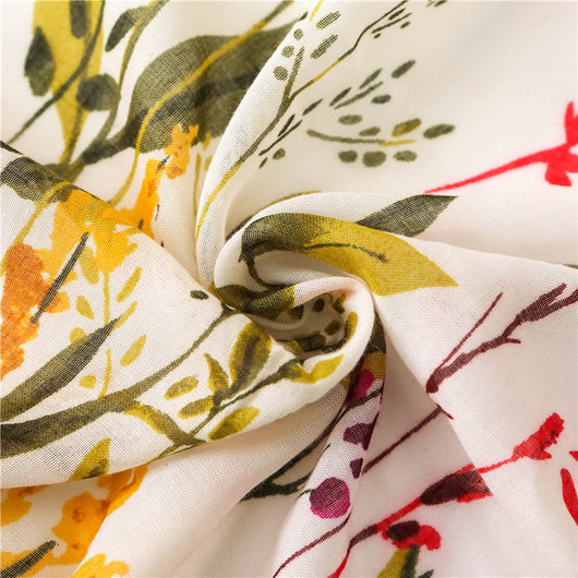 Pañuelo Vintage Étnico Floral de Algodón y Lino con Flecos - Image 13