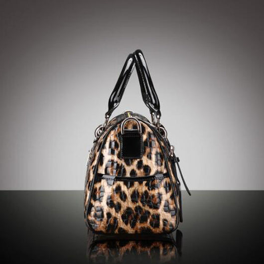 Bolso de Cuero Estampado Leopardo - Capacidad Grande, Versátil y Elegante - Image 4