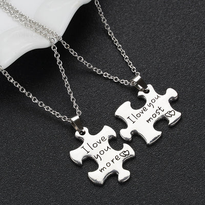 Collar Jigsaw Parejas Estilo Street Hip Hop Aleación - Image 4