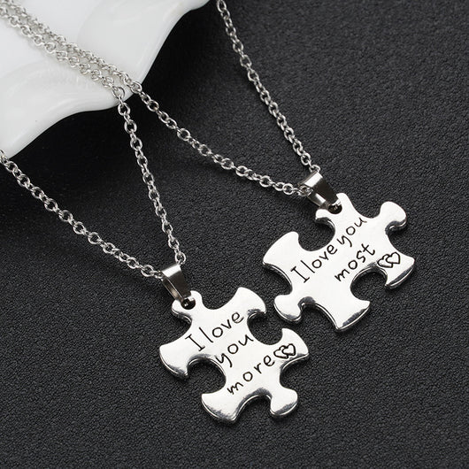 Collar Jigsaw Parejas Estilo Street Hip Hop Aleación - Image 4