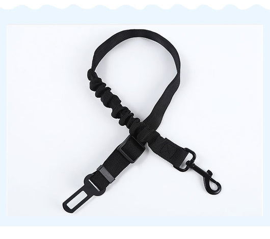 Two black elastic retractable pet seat belts with metal buckles and clips for vehicle safety. - Image 8
