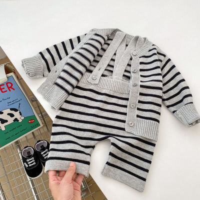 Conjunto Cardigan Tejido a Rayas - Dos Piezas - Image 4