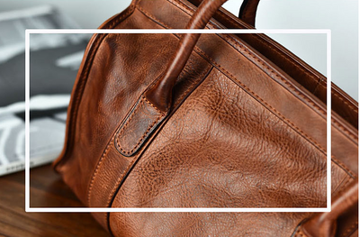 Bolso de Cuero Curtido al Vegetal Cosido a Mano - Gran Capacidad para Auto - Image 5