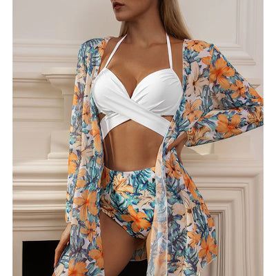 Traje de Baño Tres Piezas Estampado con Protección Solar - Image 17