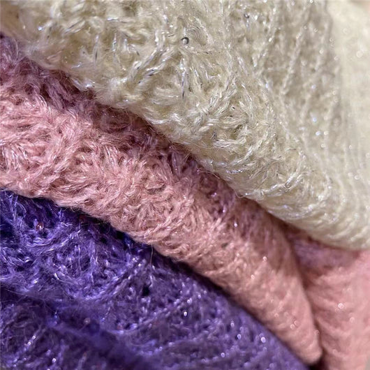 Suéter Mohair con Lentejuelas Brillantes y Cuello Redondo para Mujer - Image 9