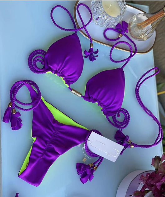 Bikini Triangular Trenzado con Falda Tipo Bolsa - Image 7