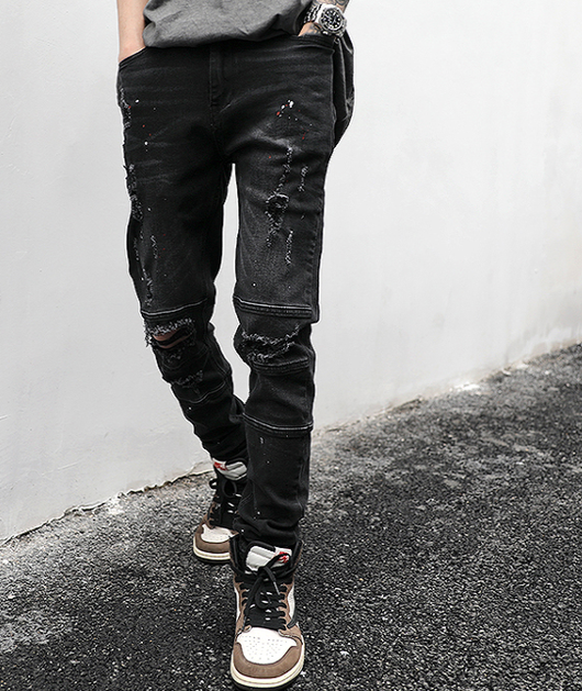 Pantalón Denim Desgastado con Efecto Salpicado - Image 8