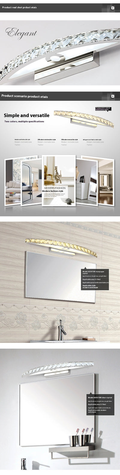 Lámpara LED de Espejo para Baño con Cristal - Luz Frontal Elegante - Image 22
