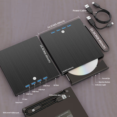 Grabadora DVD Externa USB-C Multifunción - Unidad Óptica Portátil - Image 3