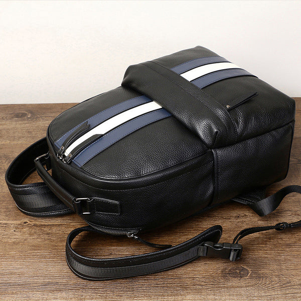 Mochila de Viaje en Cuero con Contraste de Colores para Hombre