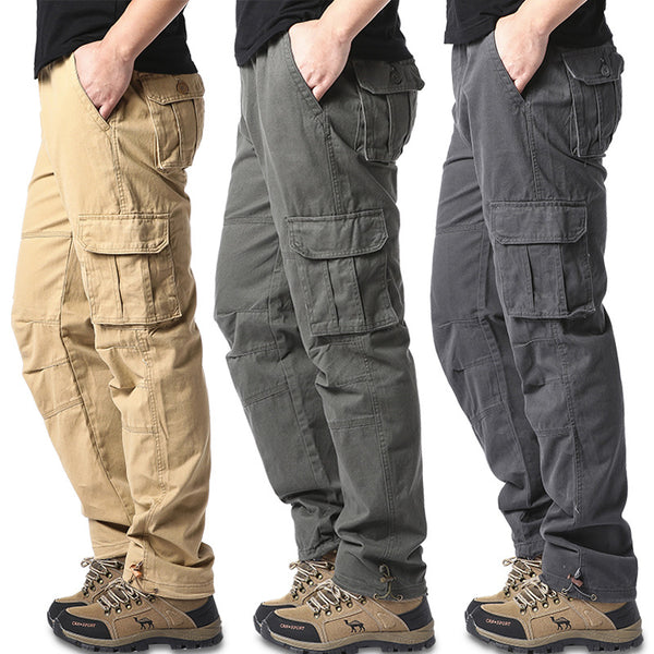 Pantalones Cargo de Algodón Multibosillo para Hombre - Ajuste Holgado y Resistente
