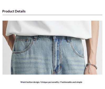 Jeans Rectos Rotos para Hombre en Lavado Claro - Image 8