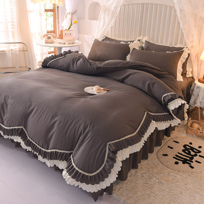 Juego de Cama Lujo Nude Princesa Durmiente con Encaje Floral - Juego de 4 Piezas - Image 20