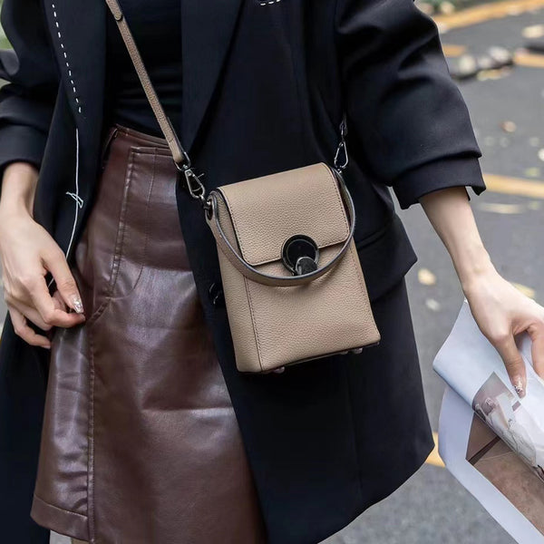 Bolso Bandolera de Cuero Genuino Estilo Coreano Multiuso