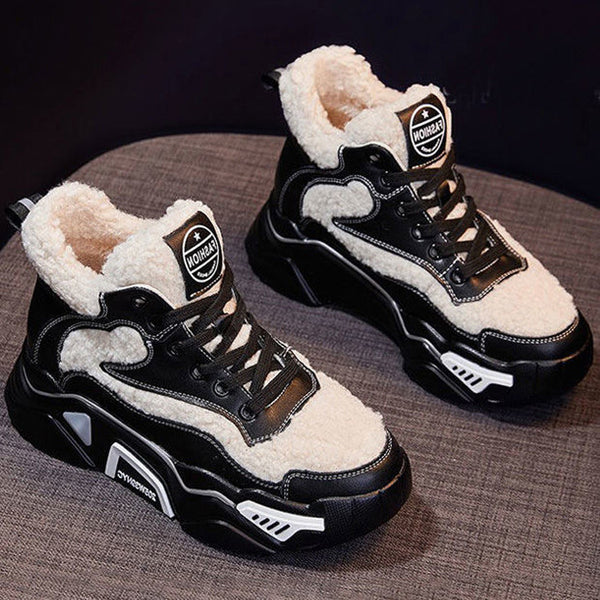 Zapatos Deportivos Mujer con Cuña y Forro Polar Cálido