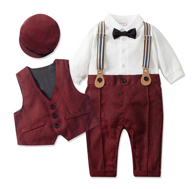 Traje Caballero Británico para Bebé - Conjunto Elegante con Chaleco y Gorro - Image 6