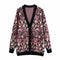 Women's Floral Jacquard Knit Cardigan with Personality