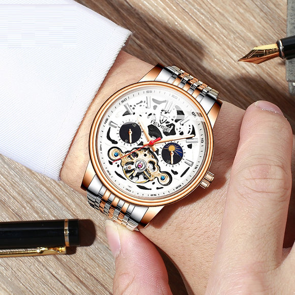 Fashion Tourbillon Mechanical Watch with Luminous and Water Resistance