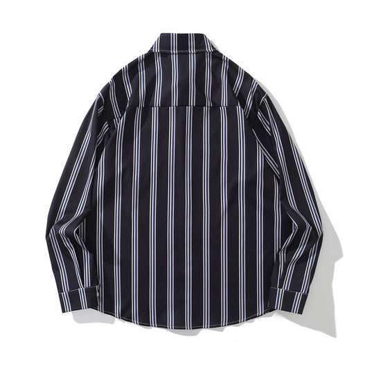 Camisa de Manga Larga con Rayas Contrastantes Estilo Estadounidense para Hombre - Image 18