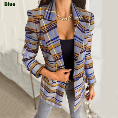 Blazer Cuadrillé Europeo para Mujer - Chaqueta Larga Elegante - Image 9