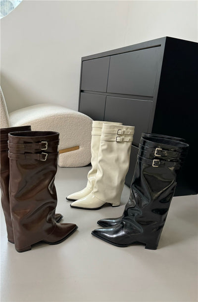 Botas Largas Hasta la Rodilla con Tacón Grueso y Punta Afilada - Image 11