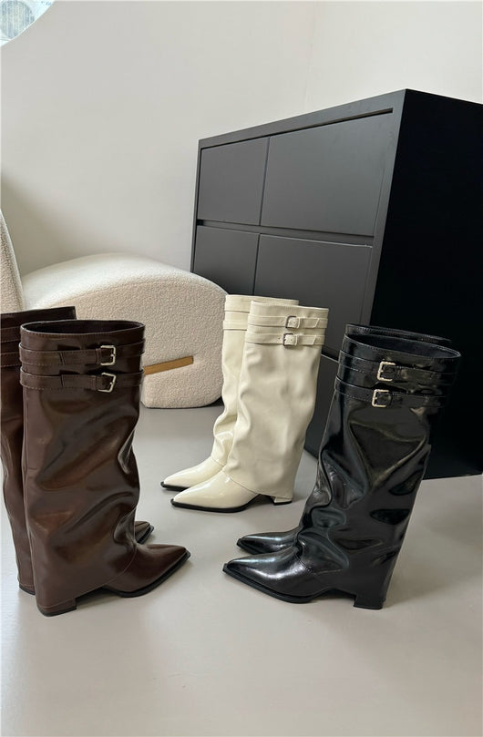 Botas Largas Hasta la Rodilla con Tacón Grueso y Punta Afilada - Image 11