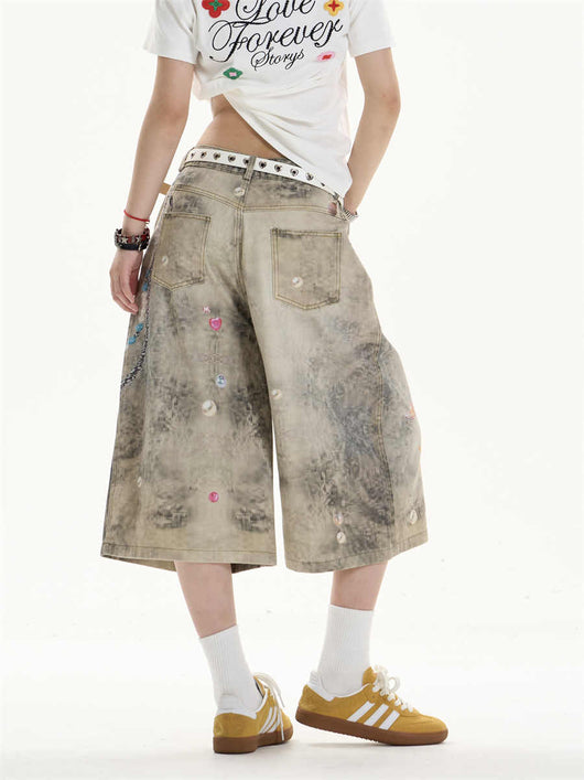 Jeans Anchos Sueltos Estampados Cropped para Mujer - Image 6