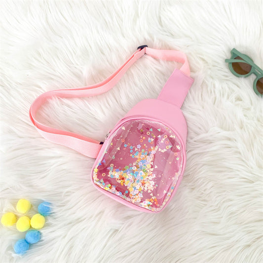 Mochila de Pecho Infantil de Cuero PU con Efecto Arenilla - Ligera y Moderna