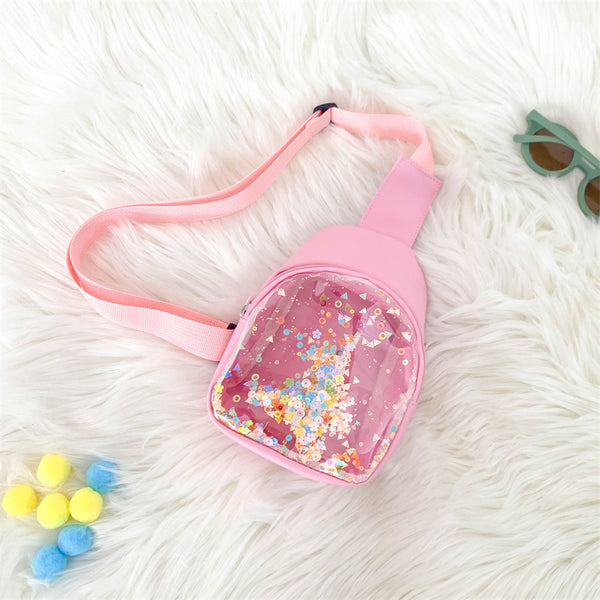 Mochila de Pecho Infantil de Cuero PU con Efecto Arenilla - Ligera y Moderna