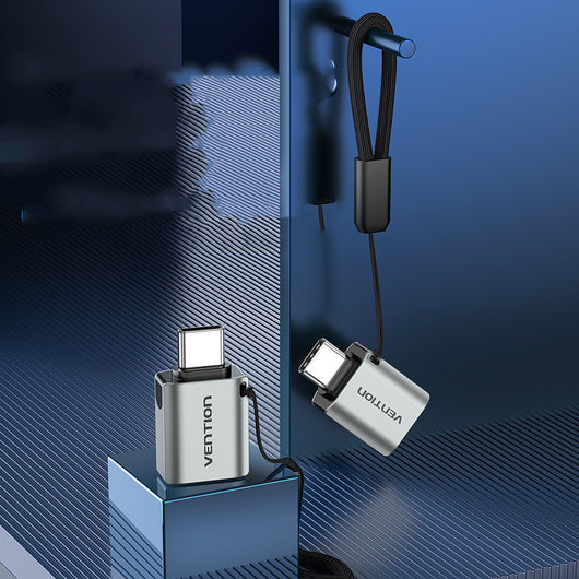 Adaptador USB-C a USB-A OTG Aluminio Gris con Correa - Image 5
