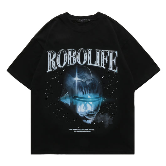 Camiseta Suelta Retro Estampado Alien Estilo Urbano para Hombre - Image 3