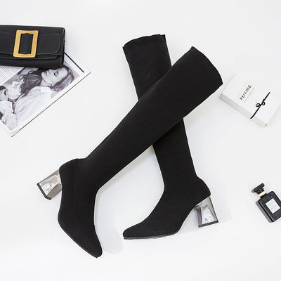 Botas de Tacón Alto Grueso para Mujer - Estilo Europeo Elegante - Image 8