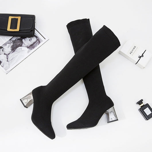 Botas de Tacón Alto Grueso para Mujer - Estilo Europeo Elegante - Image 8