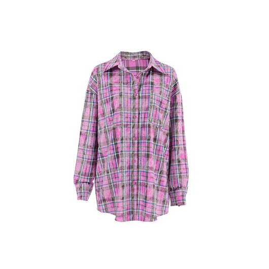 Camisa Suelta Estilo Retro con Detalles Desgastados - Image 5